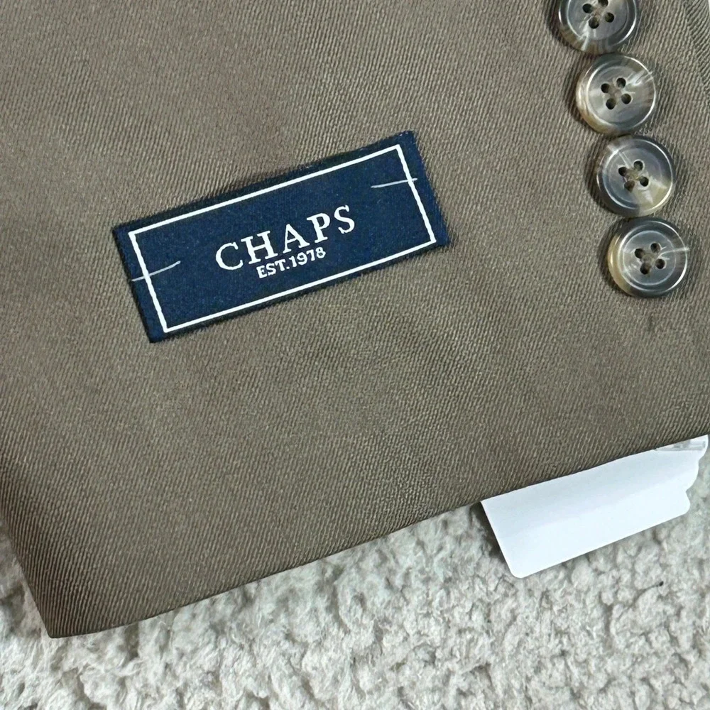 Chaps Mens 38 Short Taupe 100% Wool 2 Button Blazer Sport Coat Jacket NWT